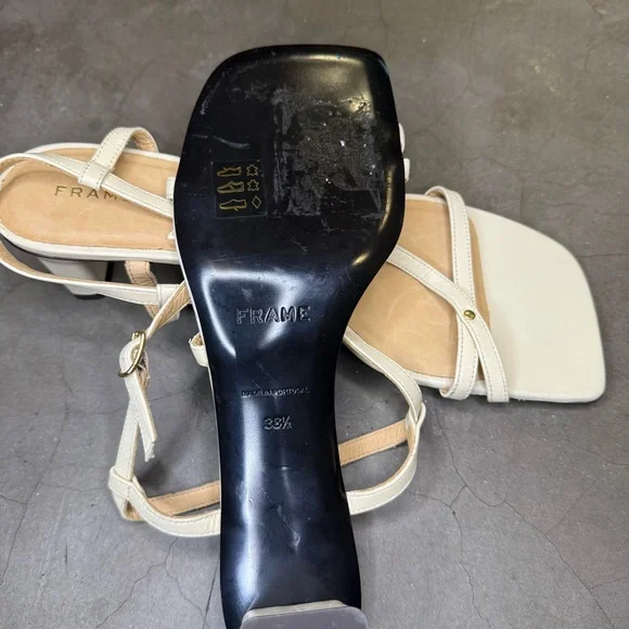 Frame Women’s Le Braxton Beige Strappy Sandal as 38.5 (8.5)